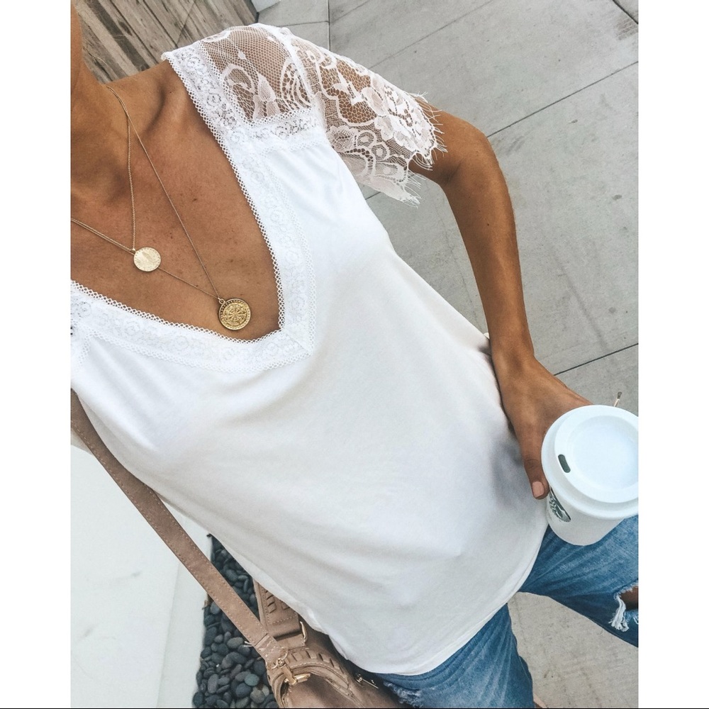 LAST ONE - SWEET SIDE LACE TOP IVORY - Picture 3 of 10